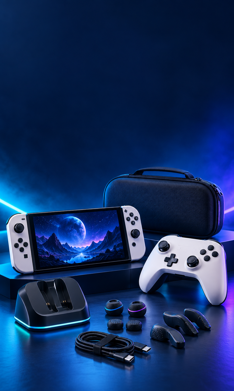 New handheld gaming accessories with controller, carrying case and charging dock