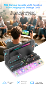 LED Charging Dock with Game Card Storage for Nintendo Switch 2 - Image 6